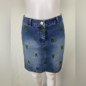 Lily Pulitzer Denim Skirt w/Embroidered Lobster Detail- Size 0